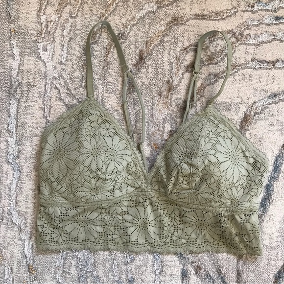 NWOT Aerie Being Lace Back Double Straps Sage Bralette Size L - Picture 1 of 10